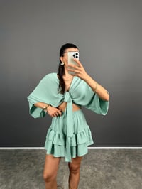 Tini Su Yeşili Şort Etek Bluz İkili TakımGausTAKIMGU008513