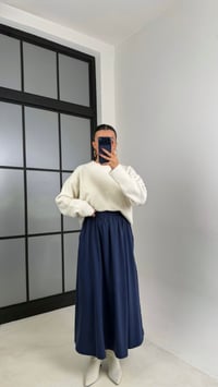 Lacivert Beli Lastikli Cepli Tencel Etek GAUS-00670GAUSSkirtGAUS-00670