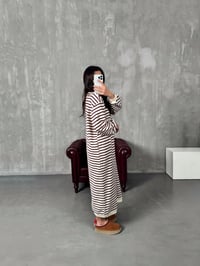 Bueno Bordo Beyaz Çizgili ElbiseGausELBİSEGU00904159