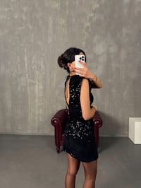 Helas Siyah Sırt Dekolteli Payet ElbiseGausELBİSEGU00904244