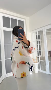 Çok Renkli Çiçek Desenli Fermuarlı Polar Sweatshirt GAUS-01916 GAUS-01930GAUSSWEATSHIRTGAUS-01930