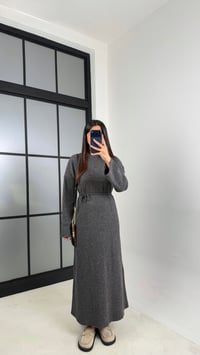Antrasit Kuşaklı Uzun Triko Elbise GAUS-00802GAUSELBİSEGAUS-00802