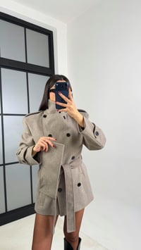 Vizon Dik Yakalı Vatkalı Kuşaklı Kaşe Kaban GAUS-00704GAUSKABANGAUS-00704