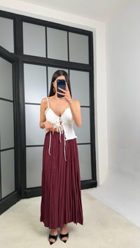 Bordo Beli Lastikli Kırışık Kumaş Etek GAUS-01320GAUSETEKGAUS-01320