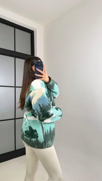 Turkuaz Fermuarlı Geyik Desenli Polar Sweatshirt GAUS-00870GAUSSweatshirtGAUS-00870