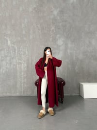 Algis Bordo Oversize Uzun HırkaGausHIRKAGU100490