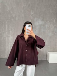 Mürdüm Poplin Oversize Gömlek Gaus00066GausGÖMLEKGU1001149