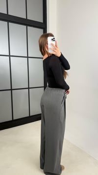 Antrasit Beli Lastikli Pile Detaylı Kumaş Pantolon GAUS-00538GAUSPantsGAUS-00538