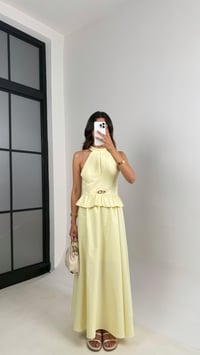 Sarı Gold Toka Detaylı Bluz Beli Lastikli Etek İkili Takım Gaus00678GausTAKIMGU1002559