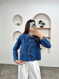 MD Mavi Bağlamalı Denim Yandan Cepli Tasarım CeketGausCEKETGU00903641