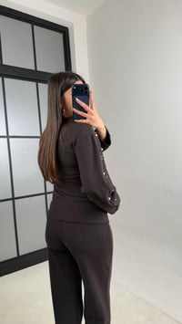 Acı Kahve İnci İşleme Detaylı Kazak Pantolon Selanik Triko Takım GAUS-01069GAUSTAKIMGAUS-01069