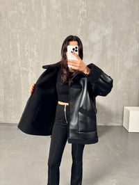 Melon Siyah Deri İçi Peluş Biker CeketGausCEKETGU00903922