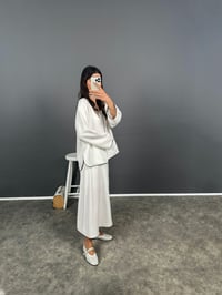 Makuna Beyaz Çizgili Cotton Bluz Etek TakımGausTAKIMGU008383