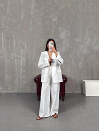 Beyaz Vatkalı Ceket Pantolon Takım Gaus00079GausTAKIMGU1001184