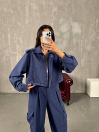 Blom Mavi Gabardin Beli Lastikli Cepli İkili TakımGausTAKIMGU00903803