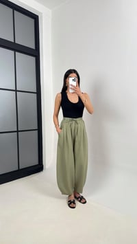 Haki Beli Lastikli Cepli Balon Keten Pantolon Gaus00391GausPANTOLONGU1001914