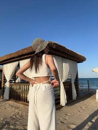 ZR Casey Beyaz Astarlı Arkası Bağlamalı Keten Yelek GausYELEKGU008311