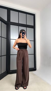 Kahve Beli Lastikli Tencel Pantolon GAUS-01331GAUSPANTOLONGAUS-01331