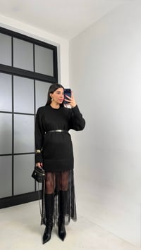 Siyah Dantel Detaylı Triko Elbise GAUS-001037GAUSELBİSEGAUS-001037