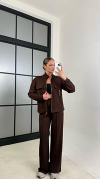 Acı Kahve Cep Detaylı Hırka Beli Lastikli Pantolon Modal Takım GAUS-00620GAUSTAKIMGAUS-00620