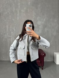 Ressa Gri Fermuarlı Astarlı Cepli Kaşe Muadil CeketGausCEKETGU00903783
