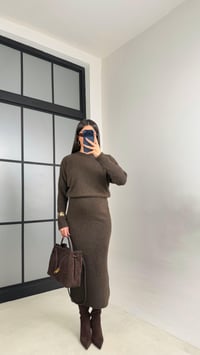 Acı Kahve Maxi Boy Triko Elbise GAUS-01083GAUSDressesGAUS-01083