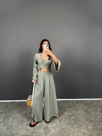 Libens Mint Yeşil Crop Bol Paça Pantolon TakımGausTAKIMGU008352