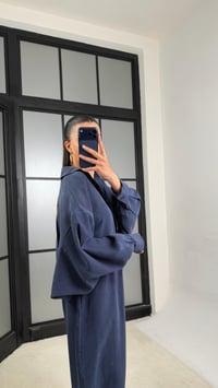 Lacivert MD Muadil Gömlek Beli Lastikli Şalvar Pantolon Tencel Takım GAUS-01500GAUSTAKIMGAUS-01500