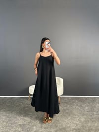 Jamin Siyah İp Askılı Uzun ElbiseGausELBİSEGU0007154