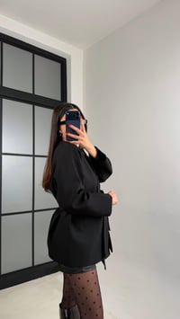 Siyah Astarlı Kemerli Muadil Ceket GAUS-00990GAUSCEKETGAUS-00990