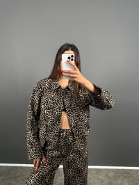 ZR Model Leopar Desenli Ceket Pantolon İkili TakımGausTAKIMGU008904