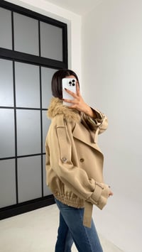 Bej Kürk Detaylı Astarlı Premium Trençkot GAUS-00190GAUSTRENÇKOTGAUS-00190