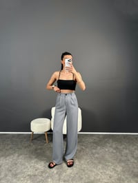 Vive Gri Keten Arkası Lastikli PantolonGausPANTOLONGU007293