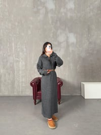 Lendo Antrasit MD Model Polo Yaka Örgü Triko ElbiseGausELBİSEGU100139