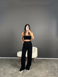 Siyah Ayrobin Palazzo Pantolon GausPANTOLONGU004697