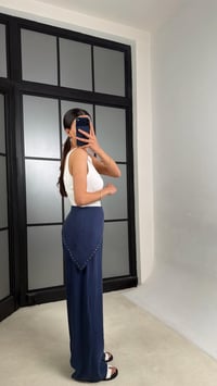Lacivert Bandana Detaylı Tencel Pantolon GAUS-01424GAUSPANTOLONGAUS-01424