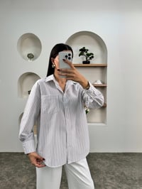 Lita Kahve Çizgili Oversize GömlekGausGÖMLEKGU00903482