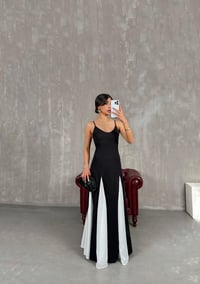 Siyah Ayarlanabilir Askılı Beyaz Şifon Detaylı Astarlı Viral Pinterest Elbise Gaus00242GausDressesGU1001563