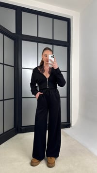 Siyah Dantel Detaylı Hırka Beli Lastikli Eşofman Takım GAUS-01226GAUSTAKIMGAUS-01226