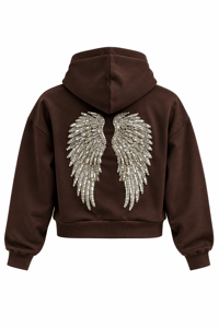 Kahve Kanat İşlemeli Kapüşonlu Sweatshirt GAUS-02052GAUSSweatshirtGAUS-02052