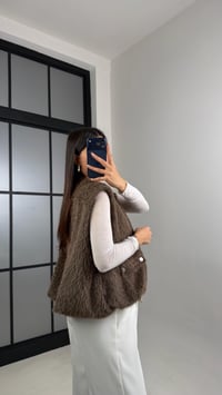 Acı Kahve Cepli Astarlı Kürk Yelek GAUS-00851GAUSYELEKGAUS-00851