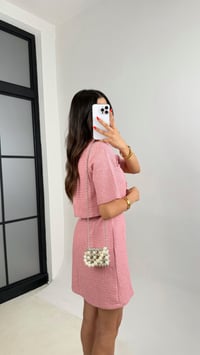 Pembe Düğme Detaylı Ceket Elbise İkili Tüvit Takım GAUS-0048GAUSTAKIMGAUS-0048