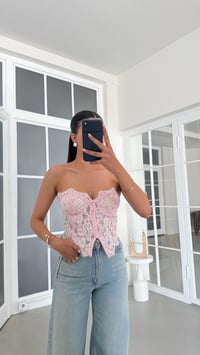 Pembe Dantelli Korse Bluz GAUS-01860GAUSBlouseGAUS-01860
