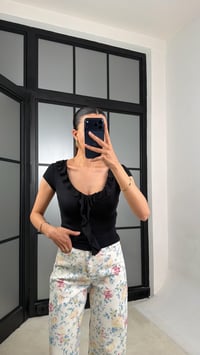 Siyah Fırfırlı Bluz GAUS-01462GAUSBlouseGAUS-01462