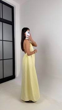 Sarı Boyundan Bağlamalı Müslin Elbise Gaus00588GausELBİSEGU1002374