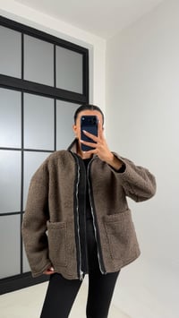 Kahve Cepli Fermuarlı Peluş Mont GAUS-00602GAUSMONTGAUS-00602