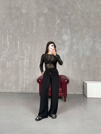 İvo Siyah Belden İpli Viskon Karışımlı PantolonGausPANTOLONGU100880