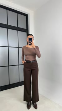 Acı Kahve Kemerli Paça Detaylı Kumaş Pantolon GAUS-00553GAUSPANTOLONGAUS-00553