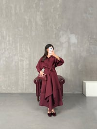 Lusiya Bordo Bel Bağlamalı Tasarım Gömlek ElbiseGausELBİSEGU100402