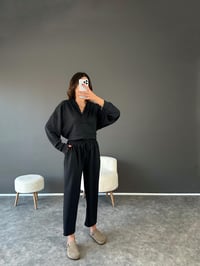 PRY Koyu Antrasit Gri Oysh Kumaş İkili TakımGausTAKIMGU002482